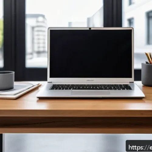 이미지 리사이즈 프로그램 추천 - A modern digital workspace scene showing a sleek laptop on a wooden desk with multiple image editing...